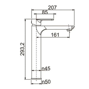 TSI Mixer Taps GM0152.BM VOG GUN METAL GREY TALL BASIN MIXER