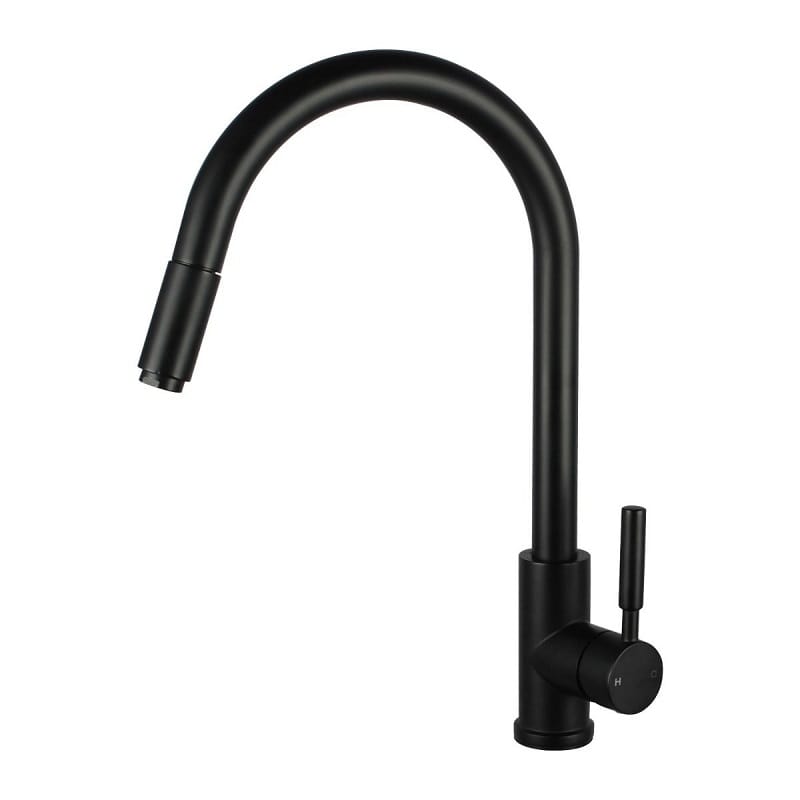 TSI Mixer Taps Round Black Pull Out Kitchen Sink Mixer Tap OX1016KM