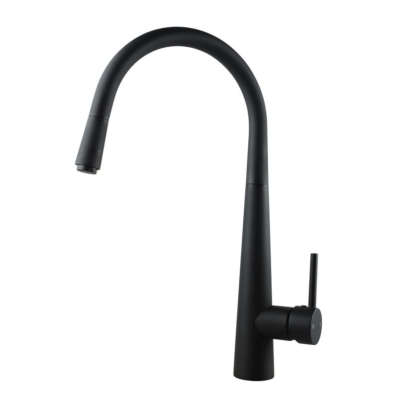 TSI Mixer Taps Round Black Pull Out Kitchen Sink Mixer Tap OX1021.KM