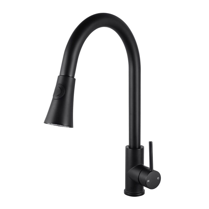 TSI Mixer Taps Round Black Pull Out Kitchen Sink Mixer Tap OX1023.KM