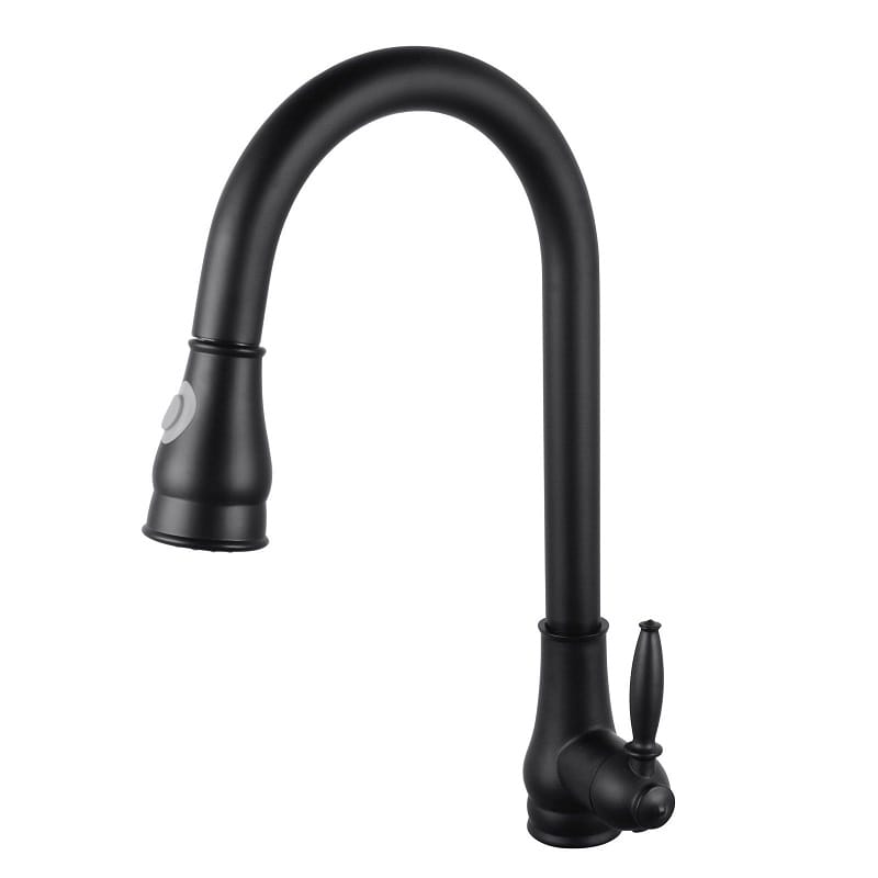 TSI Mixer Taps Round Black Vintage Pull Out Kitchen Sink Mixer Tap OX1018.KM