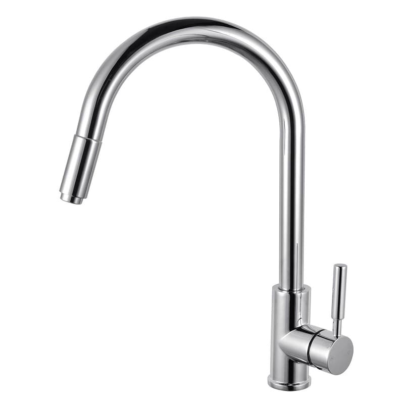 TSI Mixer Taps Round Chrome Pull Out Kitchen Sink Mixer Tap CH1016.KM