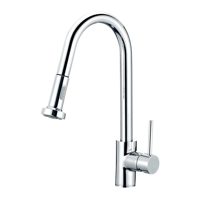 TSI Mixer Taps Round Chrome Pull Out Spray Kitchen Sink Mixer Tap CH1013.KM