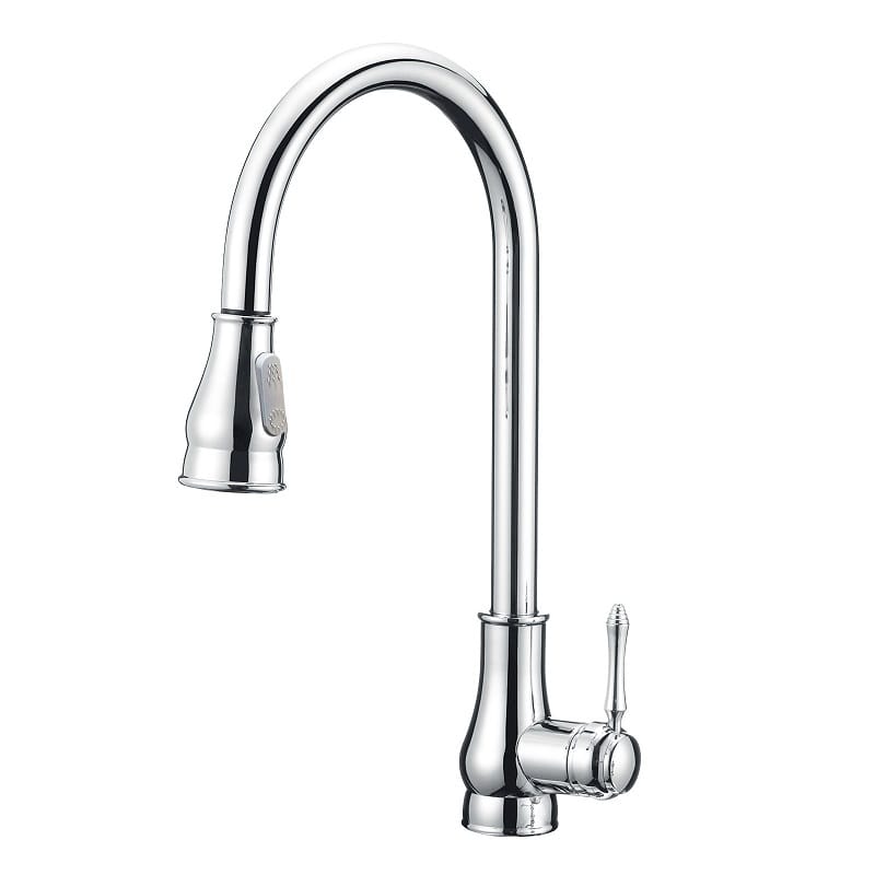 TSI Mixer Taps Round Chrome Vintage Pull Out Kitchen Sink Mixer Tap CH1018.KM