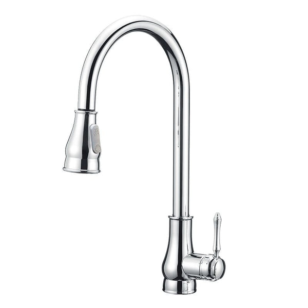 TSI Mixer Taps Round Chrome Vintage Pull Out Kitchen Sink Mixer Tap CH1018.KM