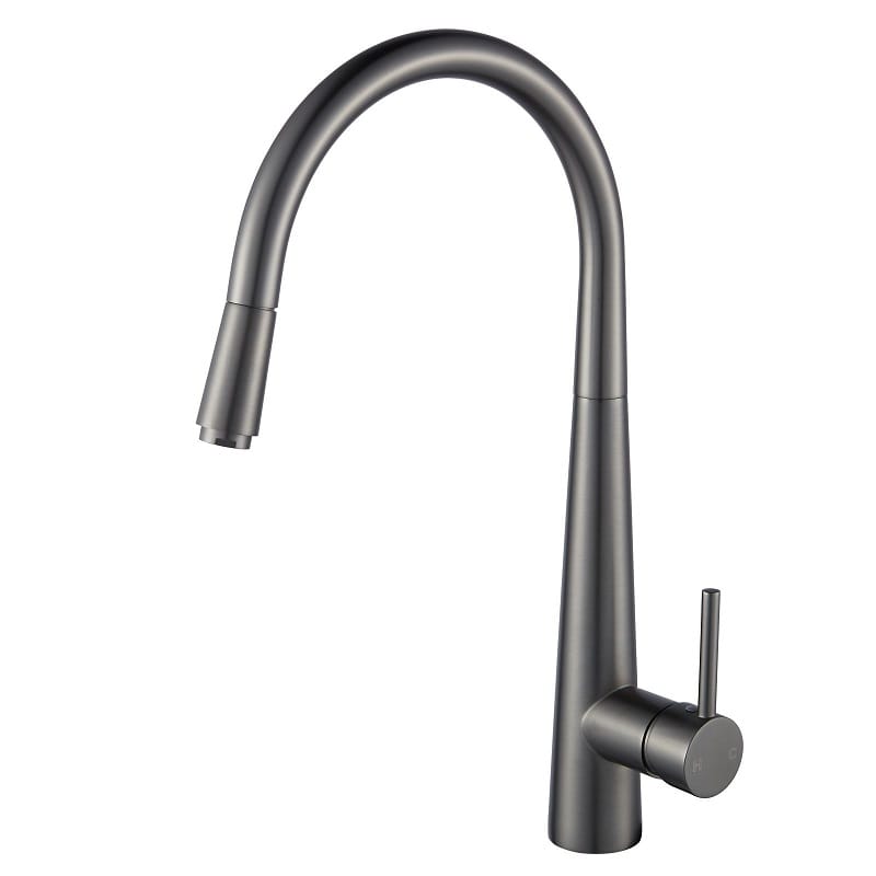 TSI Mixer Taps Round Gun Metal Grey Pull Out Kitchen Sink Mixer Tap GM1021.KM