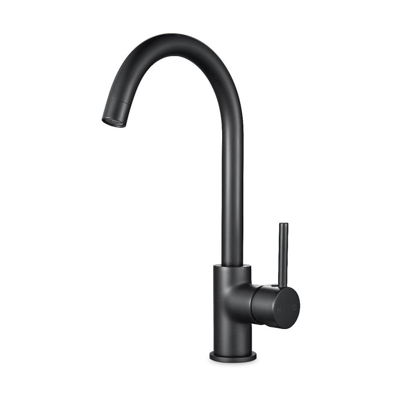 TSI Mixer Taps Round Matt Black Kitchen Sink Mixer Tap OX1026.KM