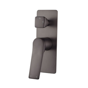 TSI Mixer Taps RUSHY Series Square Brushed Gun Metal Grey Wall Mixer With Diverter BUGM0155.ST