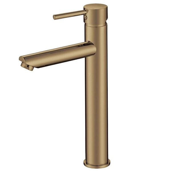 TSI Mixer Taps TBT20.04 Pentro Brushed Yellow Gold Round Tall Basin Mixer