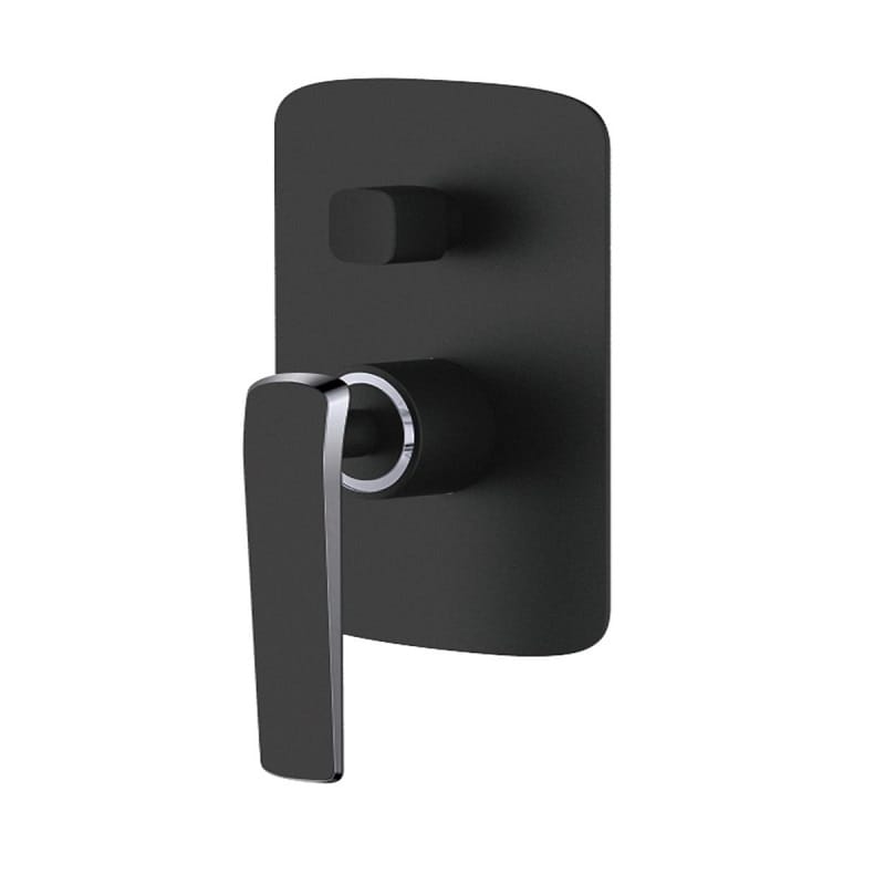 TSI Mixer Taps WMD45.03 Esperia Matte Black & Chrome Wall Mixer with Diverter