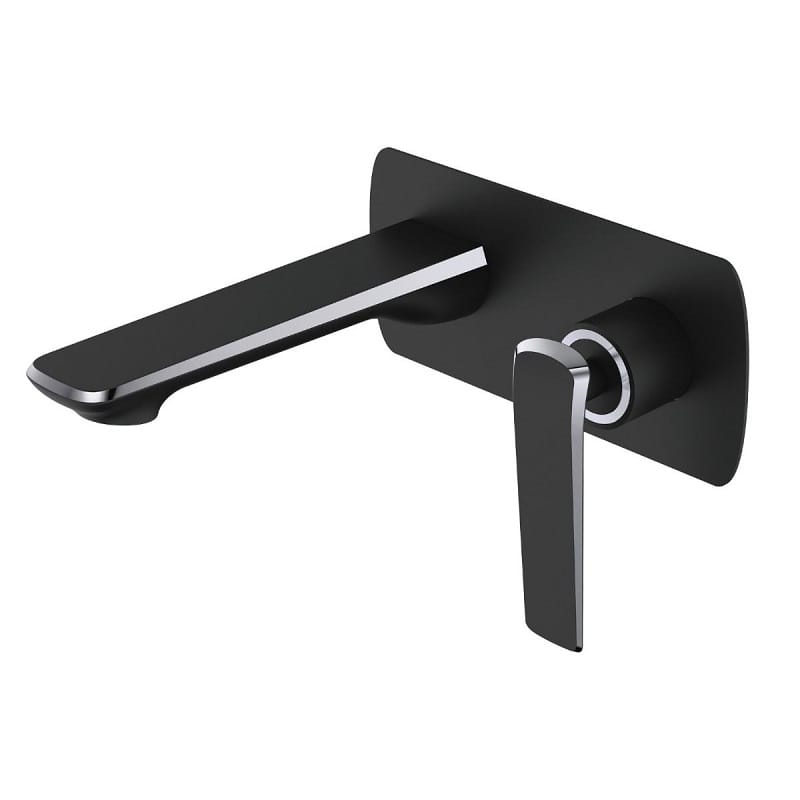 TSI Mixer Taps WMT14.03 Esperia Matte Black & Chrome Wall Mixer With Spout