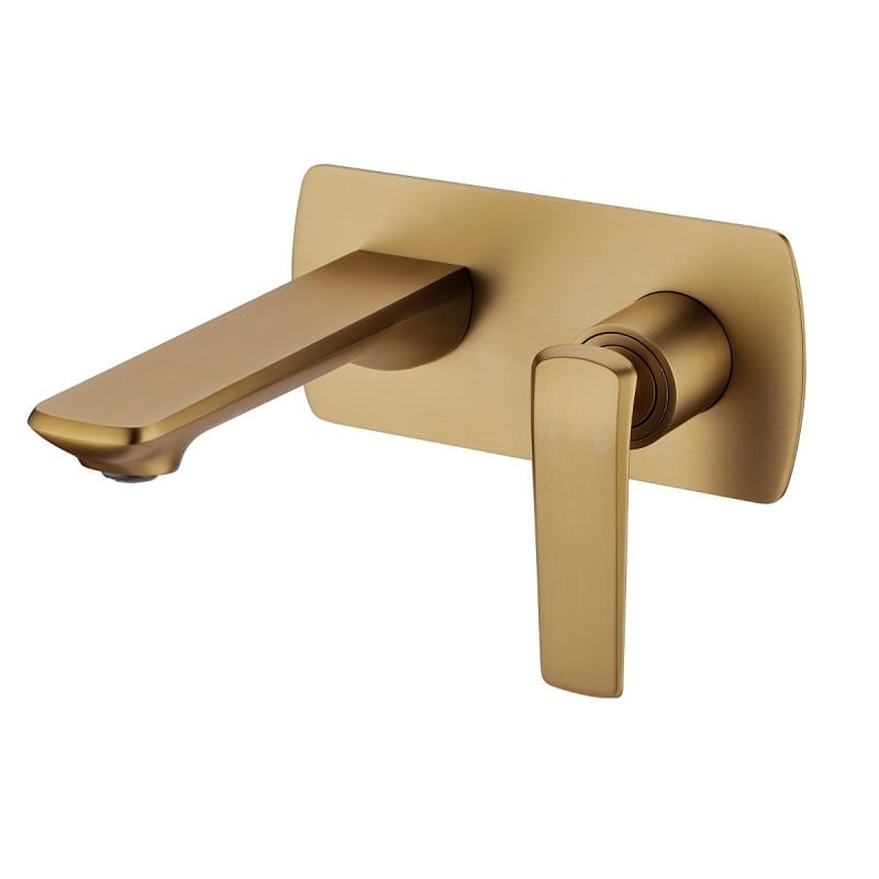 TSI Mixer Taps WMT14.04 Esperia Brushed Yellow Gold Wall Mixer With Spout