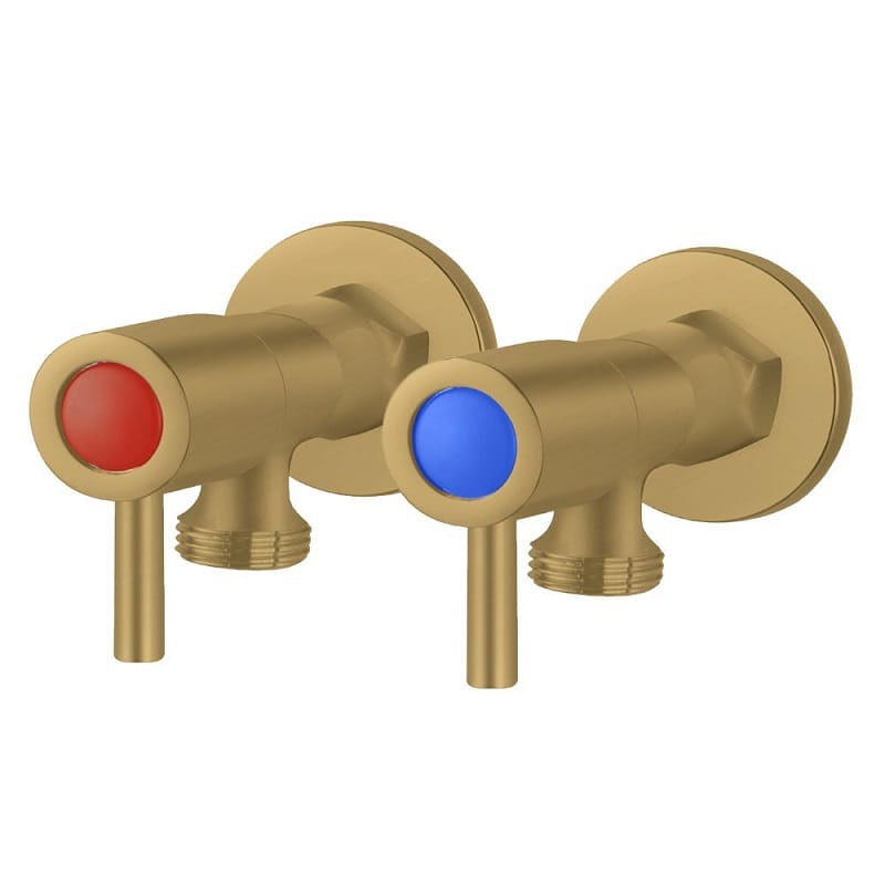 TSI Mixer Taps WST16.04+WST16.04 Pentro Brushed Yellow Gold Round Brass Washing Machine Taps Set