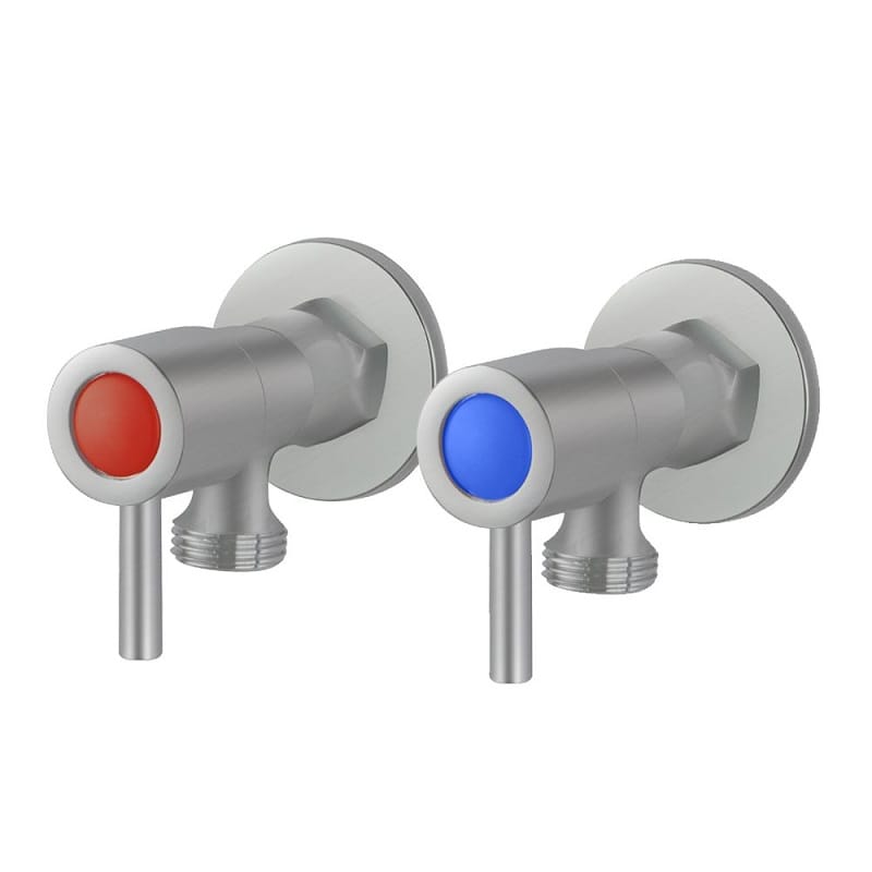 TSI Mixer Taps WST16.05+WST16.05 Pentro Brushed Nickel Round Brass Washing Machine Taps Set