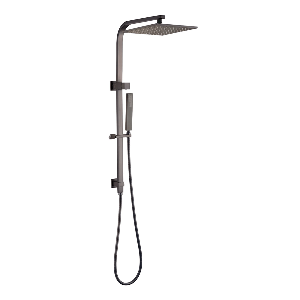 TSI Showers 10'' SQUARE GUN METAL GREY SHOWER STATION TOP WATER INLET