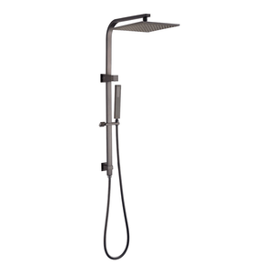 TSI Showers 10'' SQUARE GUN METAL GREY SHOWER STATION TOP WATER INLET