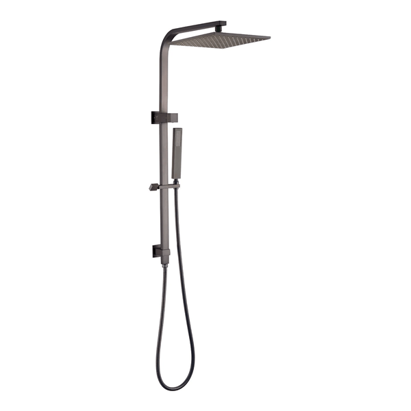 TSI Showers 10'' SQUARE GUN METAL GREY SHOWER STATION TOP WATER INLET