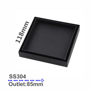 TSI Showers OX003.FD MATTE BLACK SHOWER GRATE FLOOR WASTE DRAIN SMART INSERT TILE 120*120MM