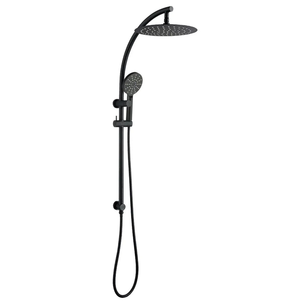 TSI Showers OX2128.SH.N+OX0007.SH+OX-R11.HHS 10'' ROUND BLACK SHOWER STATION TOP INLET