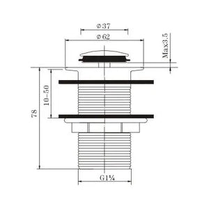 TSI simple GM002.PUW 32/40MM GUN METAL GREY SOLID BRASS BASIN POP UP WASTE NO OVERFLOW