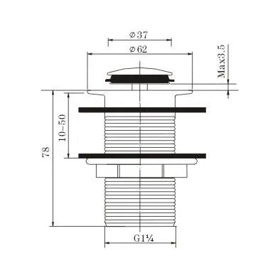 TSI simple GM002.PUW 32/40MM GUN METAL GREY SOLID BRASS BASIN POP UP WASTE NO OVERFLOW