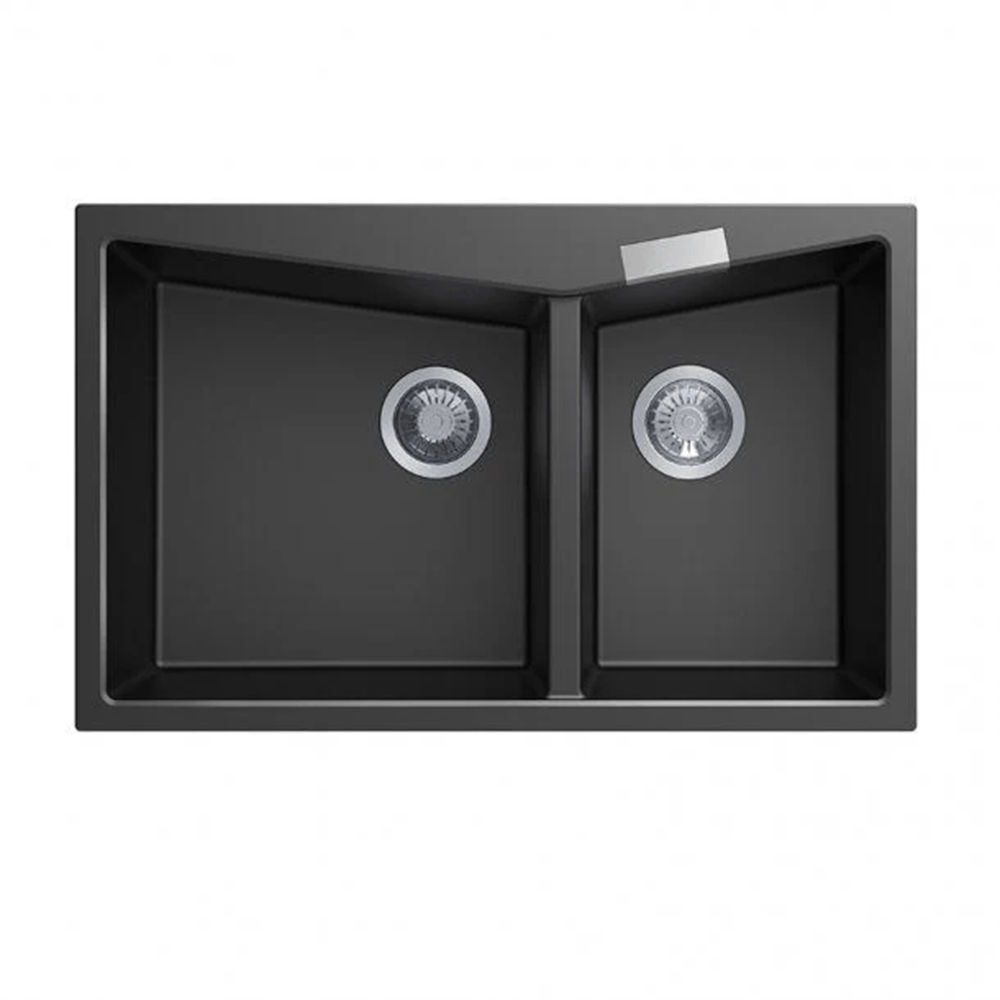 TSI Sinks TWM-3220 800 X 500 X 220MM CARYSIL CGDB3220 DOUBLE BOWL GRANITE KITCHEN SINK TOP/FLUSH MOUNT