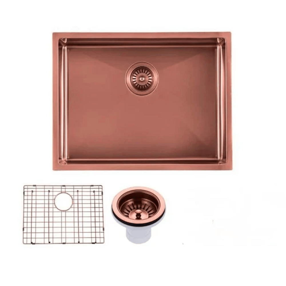 TSI Sinks TWM10RG 600X450X230MM ROSE GOLD PVD 1.2MM HANDMADE TOP/UNDERMOUNT SINGLE BOWL KITCHEN SINK