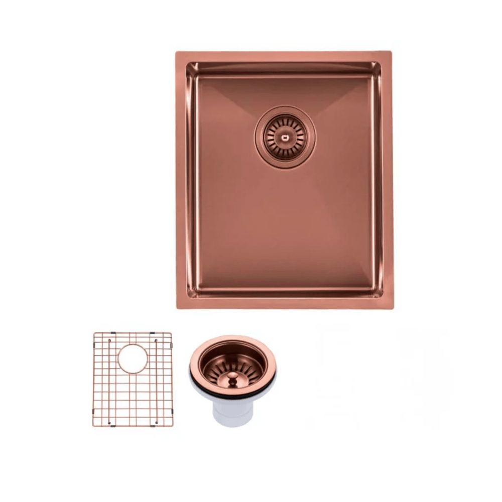 TSI Sinks TWM12RG 390X450X215MM ROSE GOLD PVD 1.2MM HANDMADE TOP/UNDERMOUNT SINGLE BOWL KITCHEN SINK