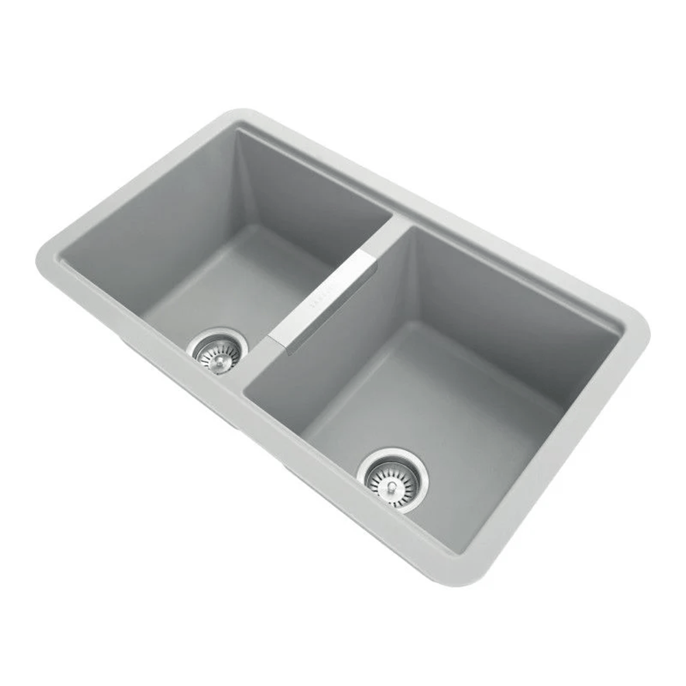 TSI Sinks TWM3322-G 824 X 481 X 241MM CARYSIL CONCRETE GREY DOUBLE BOWLS GRANITE UNDERMOUNT KITCHEN SINK