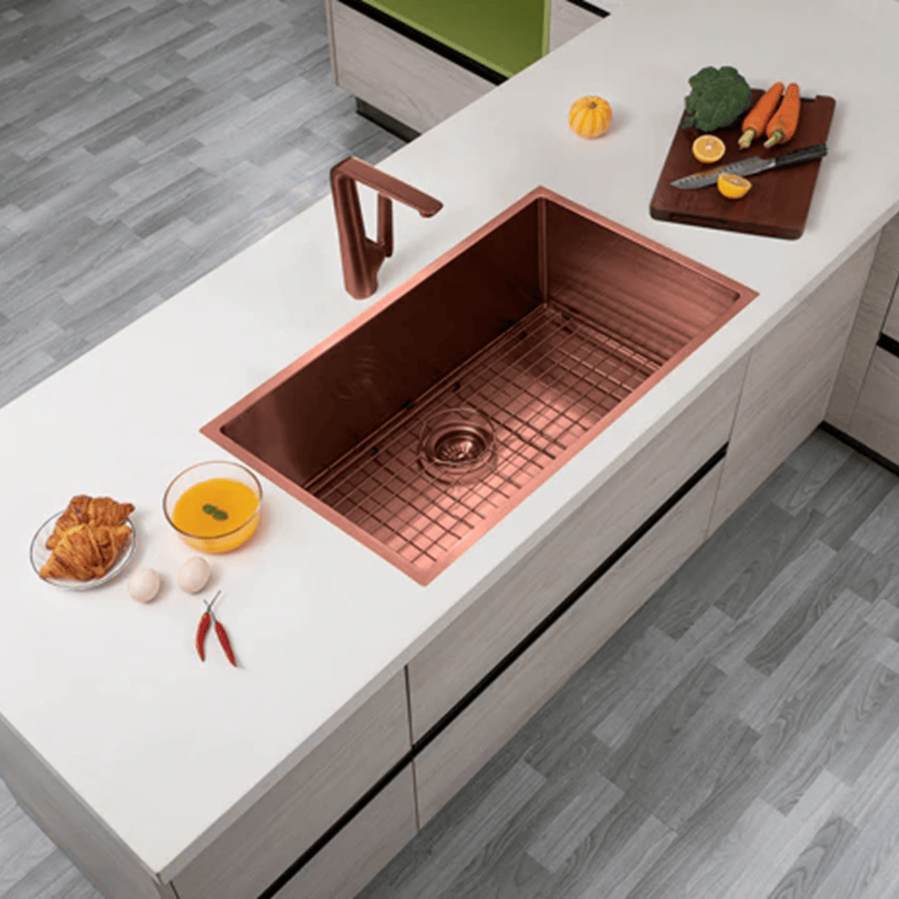 TSI Sinks TWM3RG 762*457*254MM ROSE GOLD PVD HAND-MADE SINGLE BOWL KITCHEN SINK(ROUND EDGES)