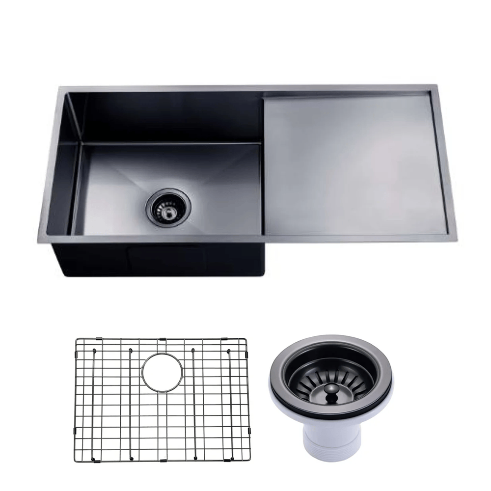 TSI Sinks TWM4B 960*450*230MM GUN METAL GREY HAND-MADE SINGLE BOWL KITCHEN SINK(ROUND EDGES)