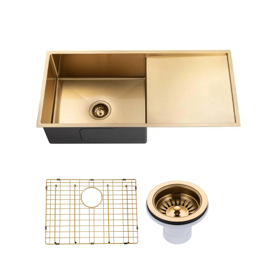TSI Sinks TWM4G 960*450*230MM BRUSHED YELLOW GOLD HAND-MADE SINGLE BOWL KITCHEN SINK(ROUND EDGES)