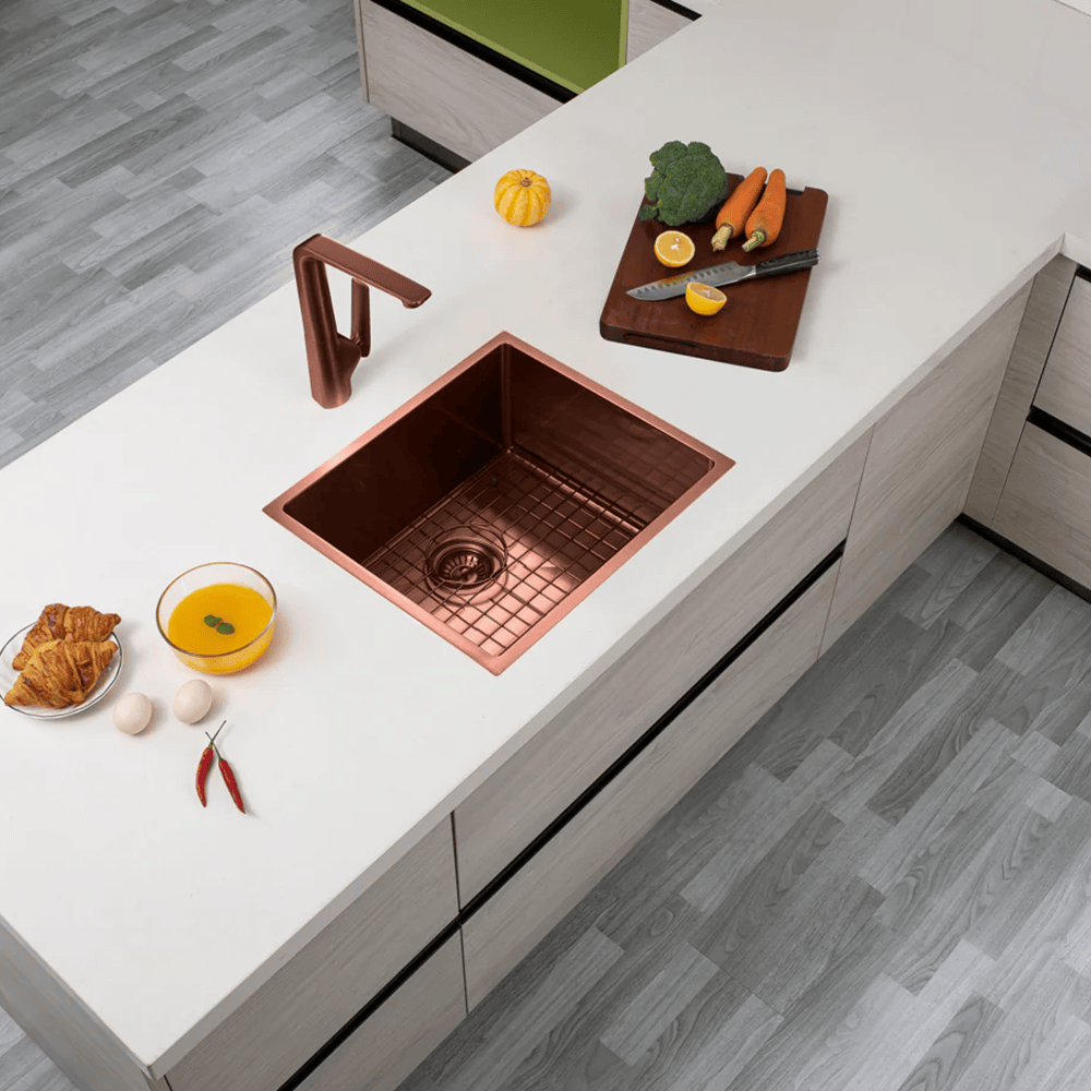 TSI Sinks TWM5RG 510*450*230MM ROSE GOLD PVD HAND-MADE SINGLE BOWL KITCHEN SINK(ROUND EDGES)
