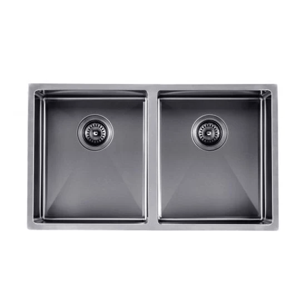 TSI Sinks TWM6B 770*450*215MM GUN METAL GREY HAND-MADE DOUBLE BOWL KITCHEN SINK