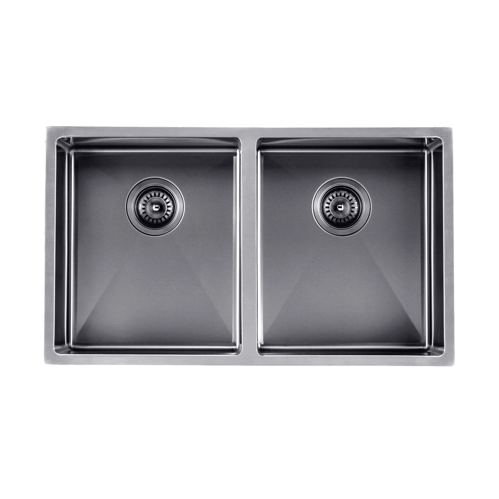 TSI Sinks TWM7B 820X457X230MM GUN METAL GREY 1.2MM HANDMADE TOP/UNDERMOUNT DOUBLE BOWLS KITCHEN SINK