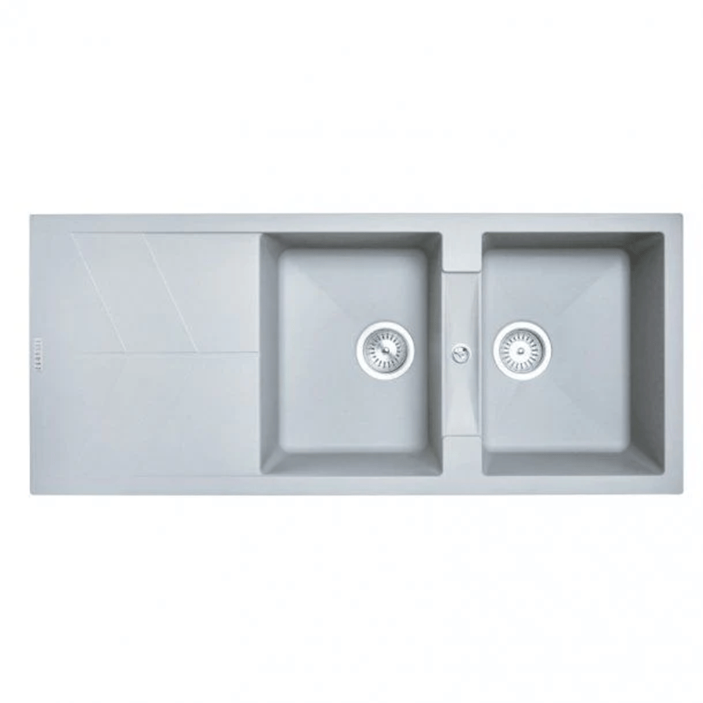 TSI Sinks TWMD-200JG 1160 X 500 X 210MM CARYSIL JAZZ D200 DOUBLE BOWL DRAINER BOARD GRANITE KITCHEN SINK