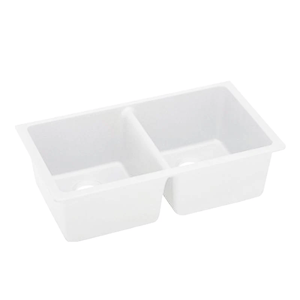 TSI Sinks WH8347.KS WHITE KITCHEN SINK GRANITE STONE UNDER MOUNT DOUBLE BOWLS 838*476*241MM