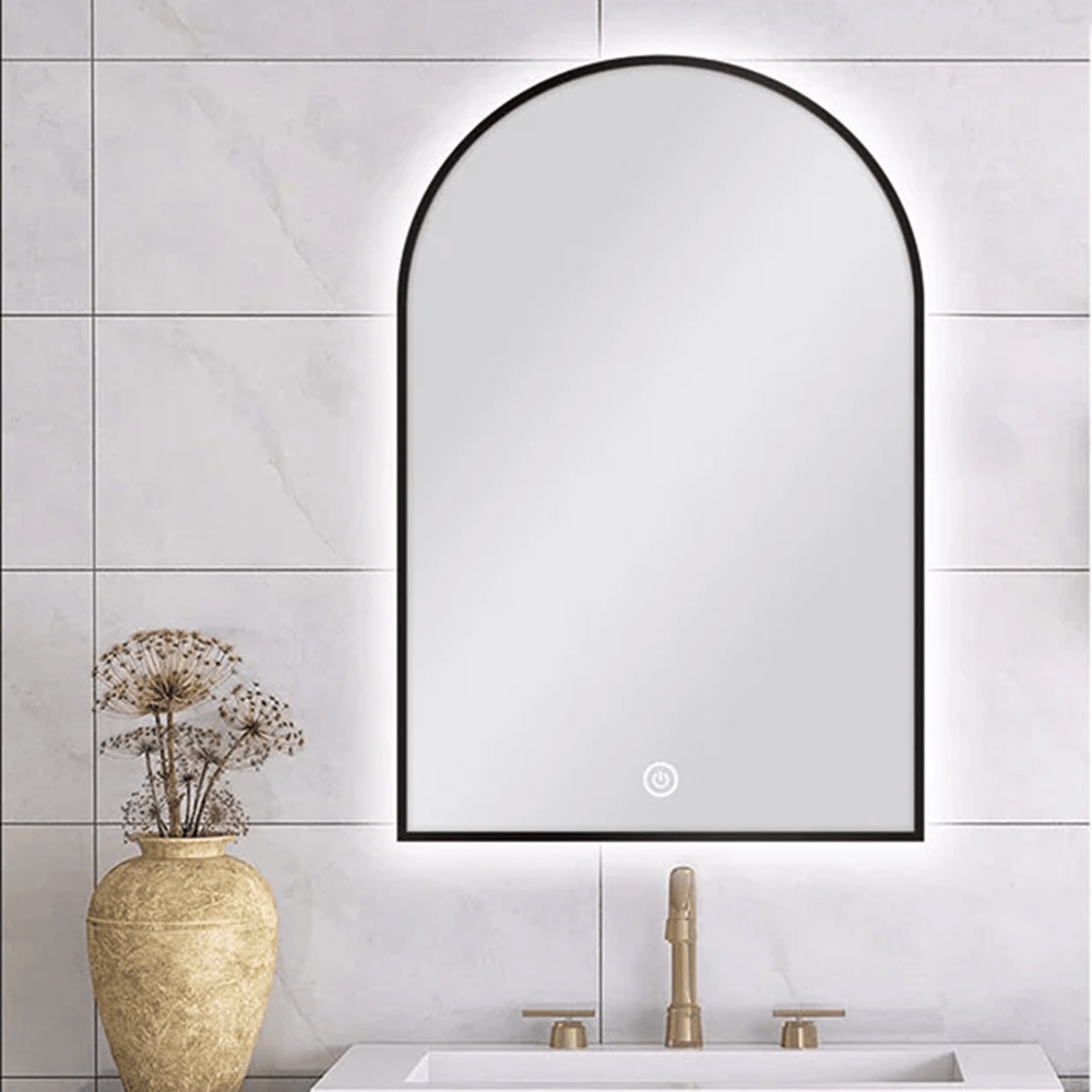 TSI Vanities MS-AR6090B-B 600 X 900 MM ARCHED SHAPE BLACK FRAMED CARYSIL LED MIRROR