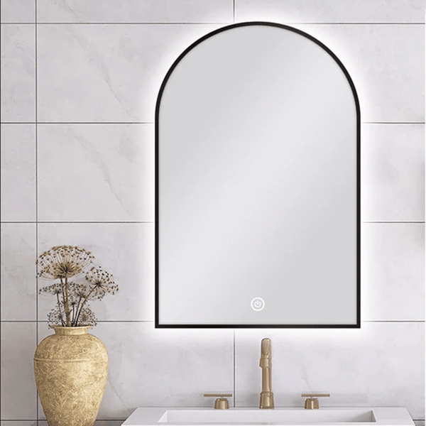 TSI Vanities MS-AR6090B-B 600 X 900 MM ARCHED SHAPE BLACK FRAMED CARYSIL LED MIRROR