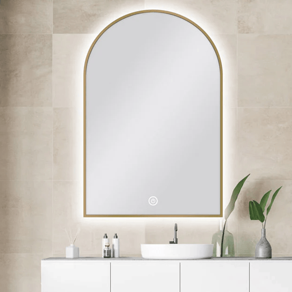 TSI Vanities MS-AR6090B-G 600 X 900 MM ARCHED SHAPE GOLD FRAMED CARYSIL LED MIRROR