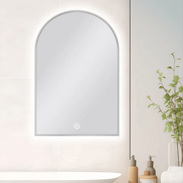 TSI Vanities MS-AR6090B-N 600 X 900 MM ARCHED SHAPE BRUSHED NICKEL FRAMED CARYSIL LED MIRROR