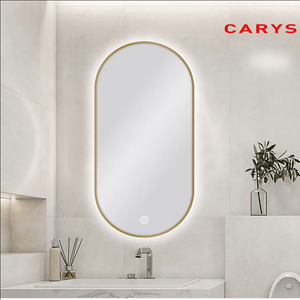 TSI Vanities MS-RW4590B-G 450 X 900MM PILL SHAPE GOLD FRAMED CARYSIL LED MIRROR