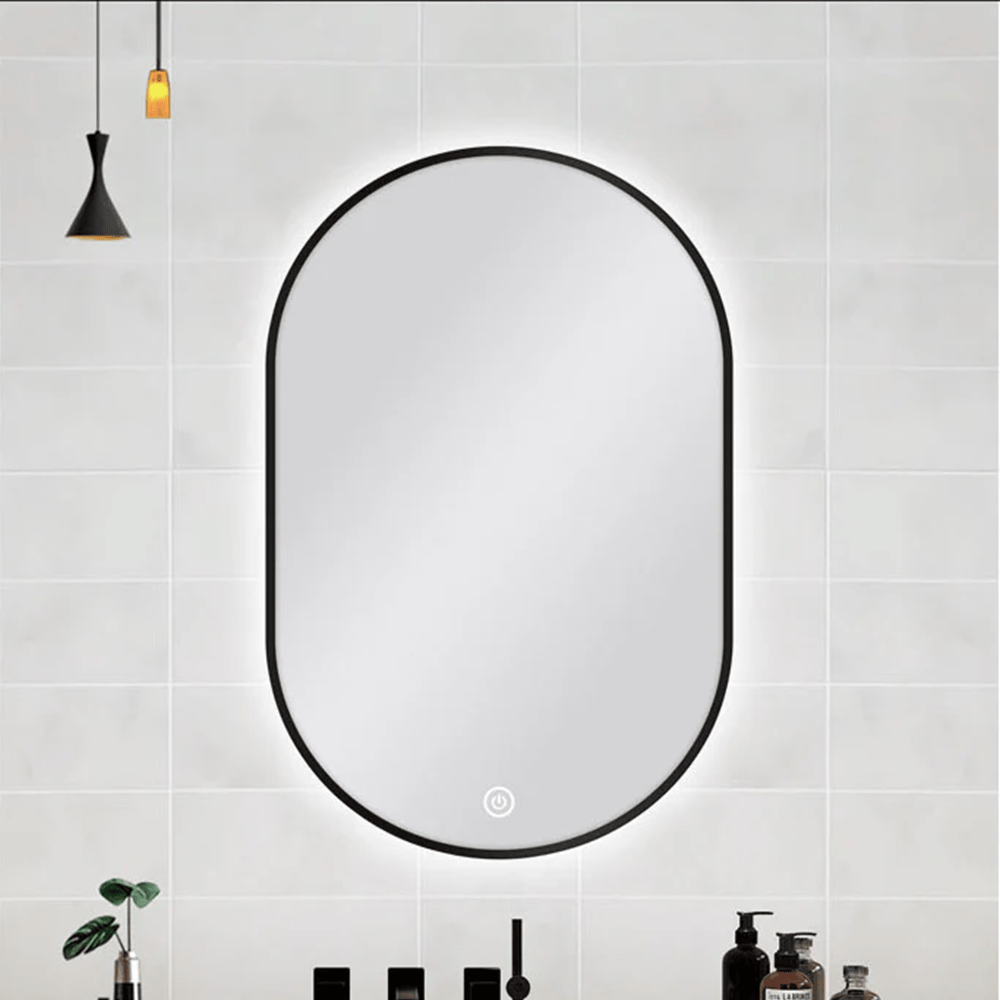TSI Vanities MS-RW6090B-B 600 X 900MM OVAL SHAPE BLACK FRAMED CARYSIL LED MIRROR
