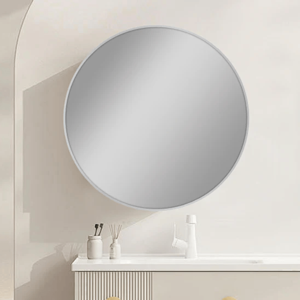TSI Vanities NM-R80-N BRUSHED NICKEL FRAMED ROUND CARYSIL MIRRORS 800MM