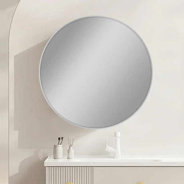 TSI Vanities NM-R80-N BRUSHED NICKEL FRAMED ROUND CARYSIL MIRRORS 800MM