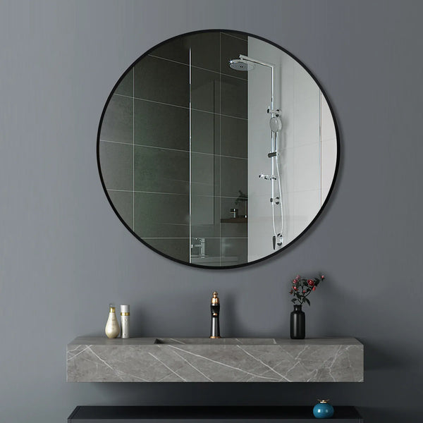 TSI Vanities T-600MRB 600*40MM ROUND BLACK ALUMINIUM WALL MIRROR