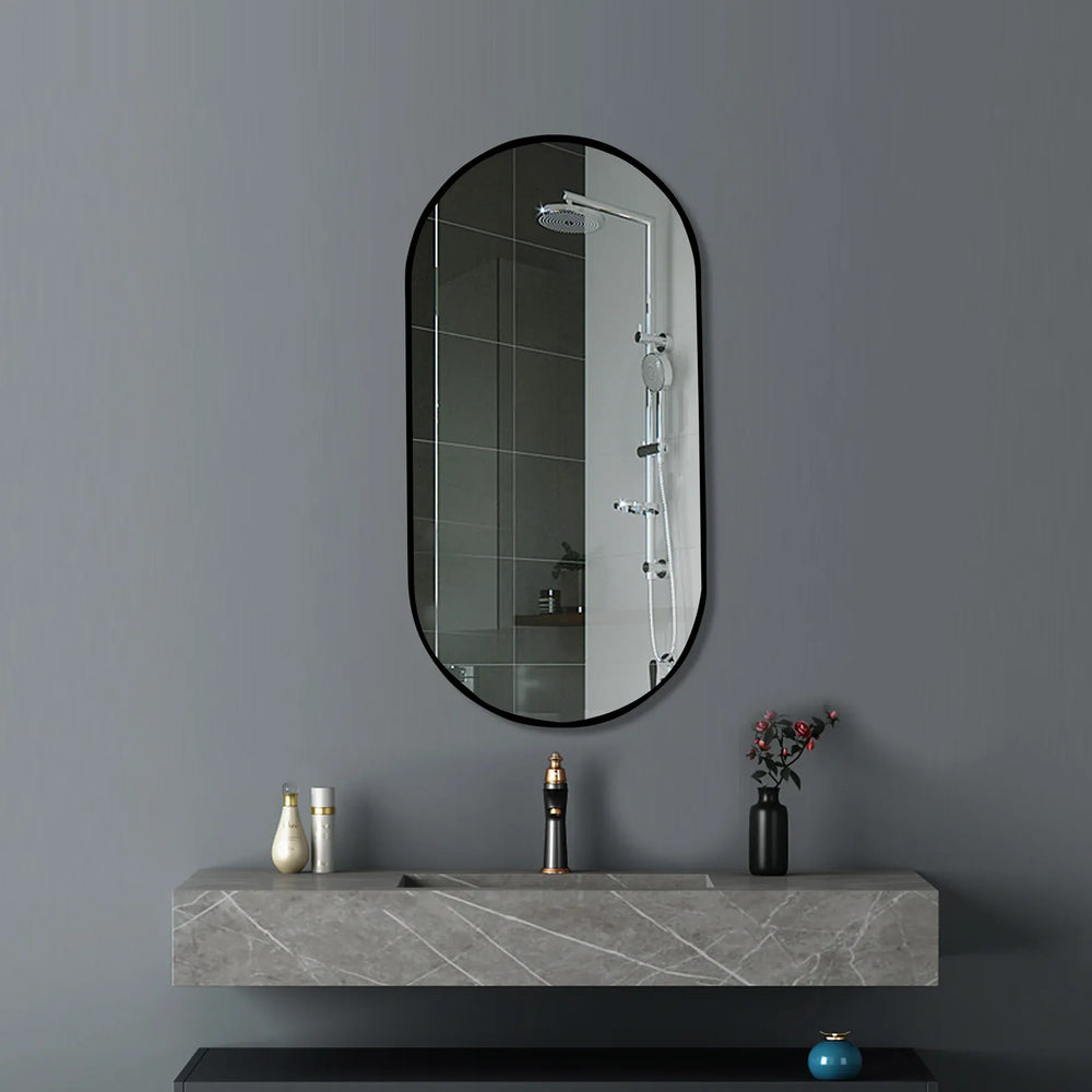 TSI Vanities T-6090F OVAL BLACK FRAME MIRROR 600X900MM