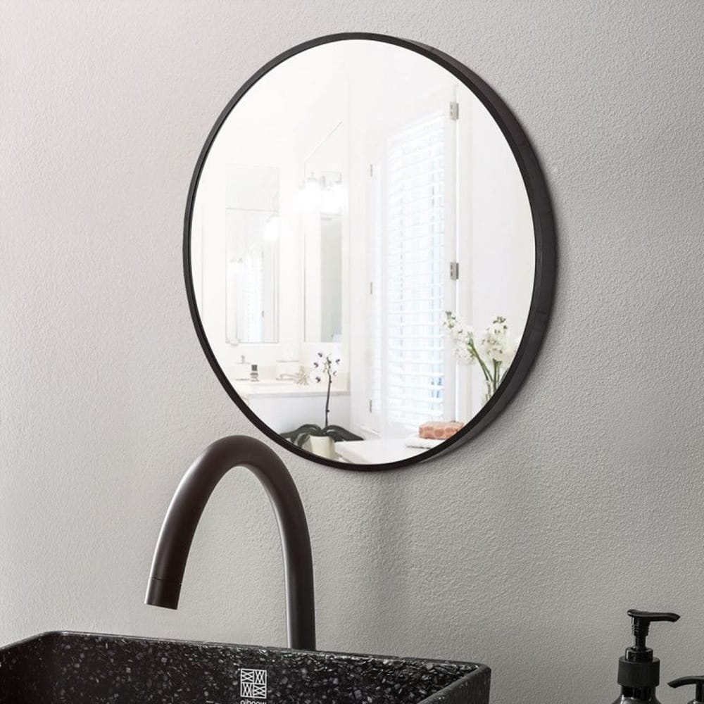 TSI Vanities T-800MRB 800*40MM ROUND BLACK ALUMINIUM WALL MIRROR