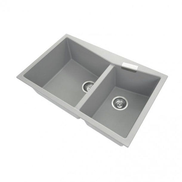 TSI Sinks TWM-3220 800 X 500 X 220MM CARYSIL CGDB3220 DOUBLE BOWL GRANITE KITCHEN SINK TOP/FLUSH MOUNT
