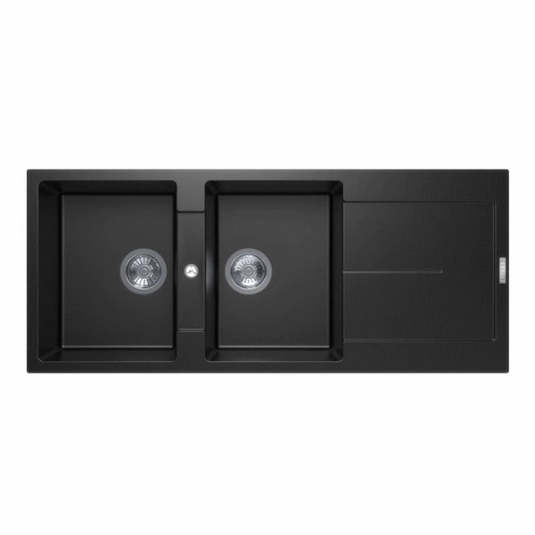 TWM-ED200 1160 X 500 X 200MM CARYSIL ENIGMA D200 DOUBLE BOWL WITH DRAINER BOARD GRANITE KITCHEN SINK
